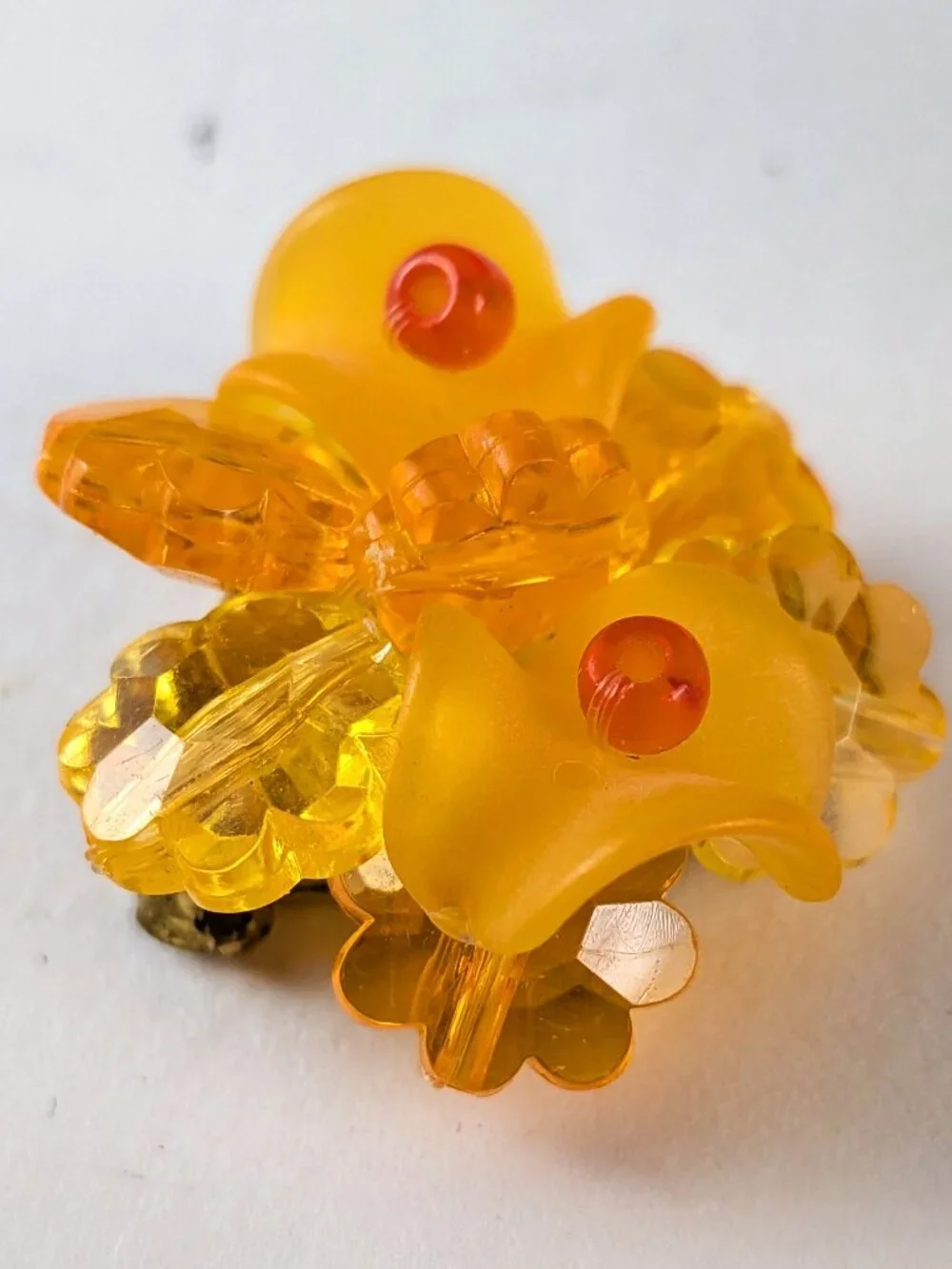 Vintage Orange Floral Beaded Clip-On Earrings